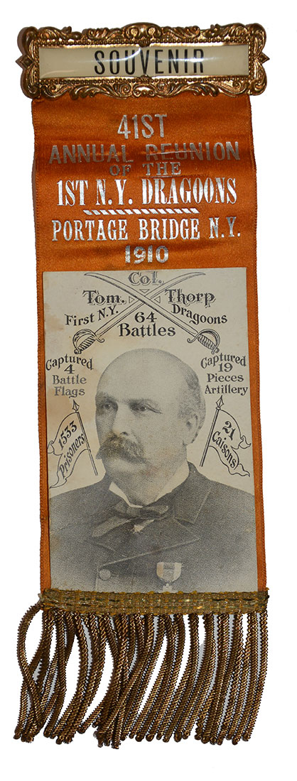 GREAT RIBBON BADGE – 41st REUNION, 1st N.Y. DRAGOONS, 1910