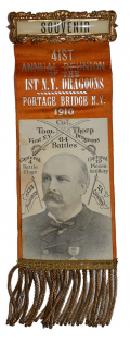 GREAT RIBBON BADGE – 41st REUNION, 1st N.Y. DRAGOONS, 1910