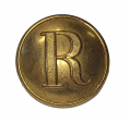 EXCELLENT CONDITION NON-DUG CONFEDERATE RIFLEMAN’S BLOCK “R” UNIFORM BUTTON