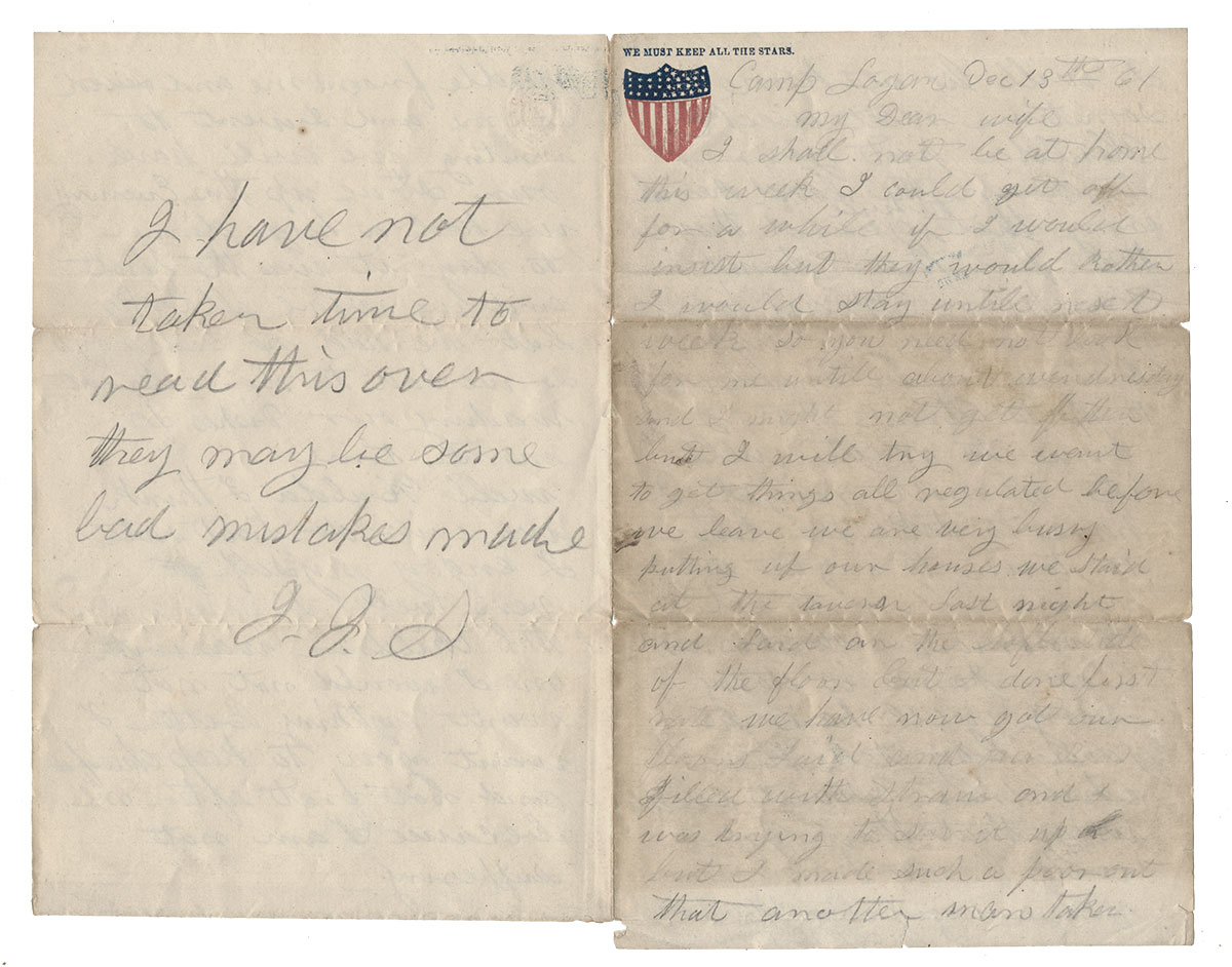 1861 SOLDIER LETTER – PVT. ISAAC SPERRY, 73rd OHIO – KILLED AT GETTYSBURG 