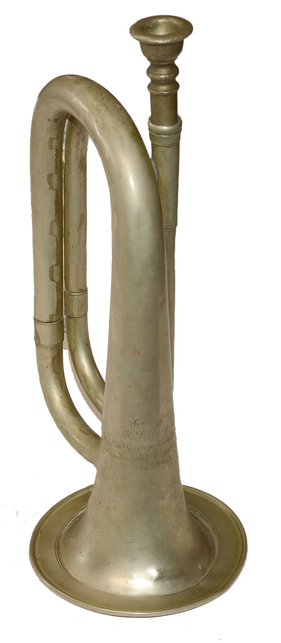 CIVIL WAR MASSACHUSETTS 1864 PRESENTATION GERMAN SILVER BUGLE