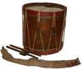NON-REGULATION SNARE DRUM WITH STICKS, SLING & PLATE -- ID’D TO 34TH NEW YORK DRUMMER