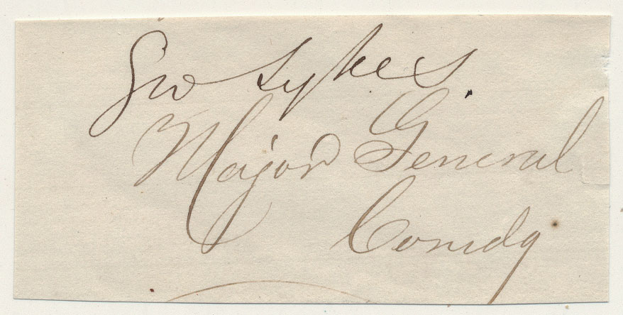 CLIPPED SIGNATURE OF GENERAL SYKES
