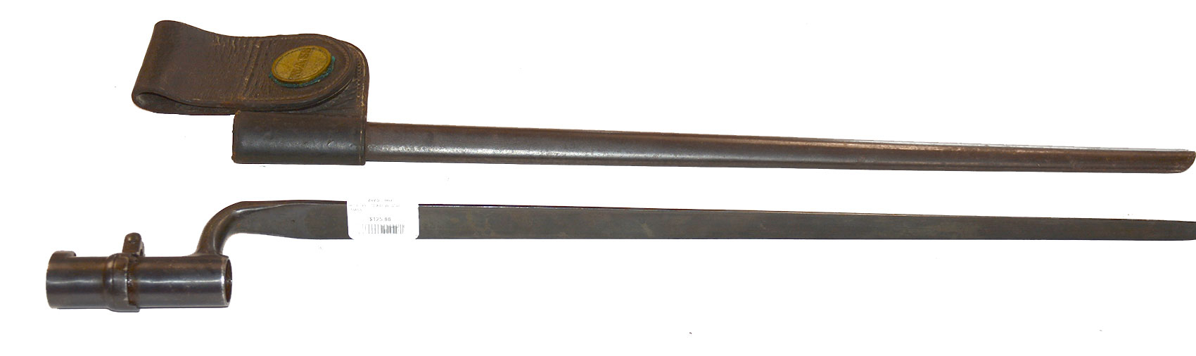 .45-70 TRAPDOOR BAYONET & ARSENAL MARKED SCABBARD WITH “MASS” DISK