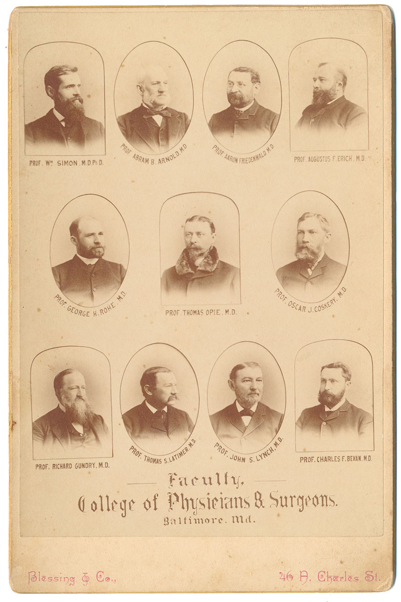 VERY SCARCE CABINET CARD PHOTO – BALTIMORE COLLEGE OF PHYSICIANS AND SURGEONS FACULTY