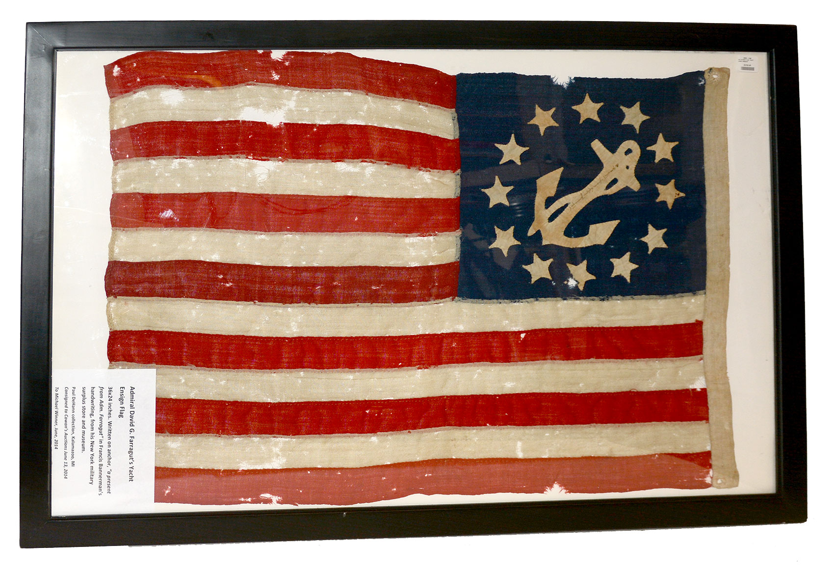 12-STAR YACHT ENSIGN: “A PRESENT FROM ADM. FARRAGUT.” 