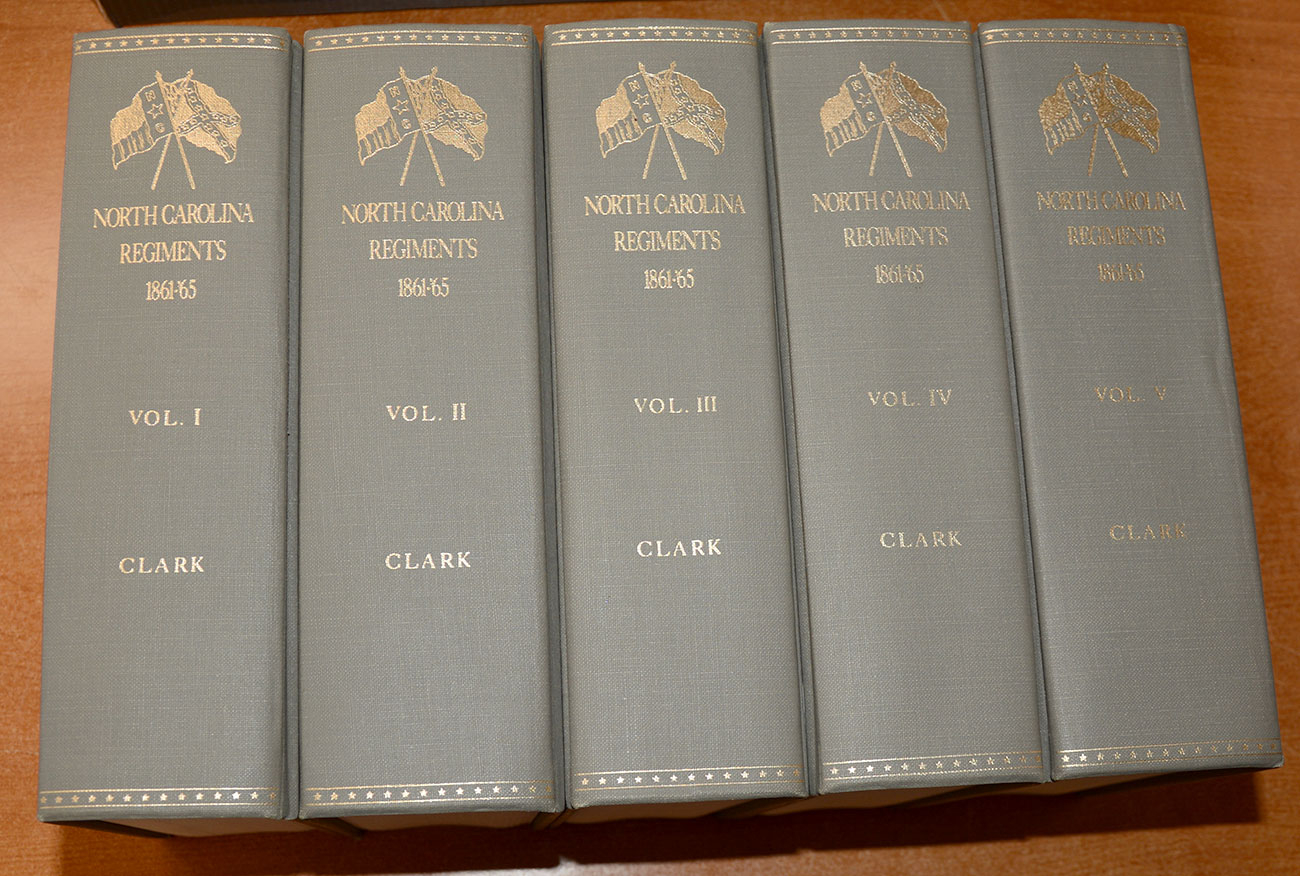 FIVE VOLUME SET OF NORTH CAROLINA REGIMENTS (1861-1865) EDITED BY WALTER CLARK 