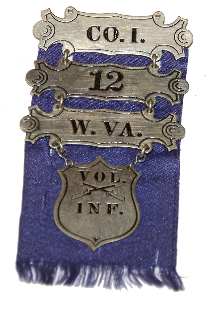 RARE WV UNION VETERAN LADDER BADGE – 12th WEST VIRGINIA, COMPANY I