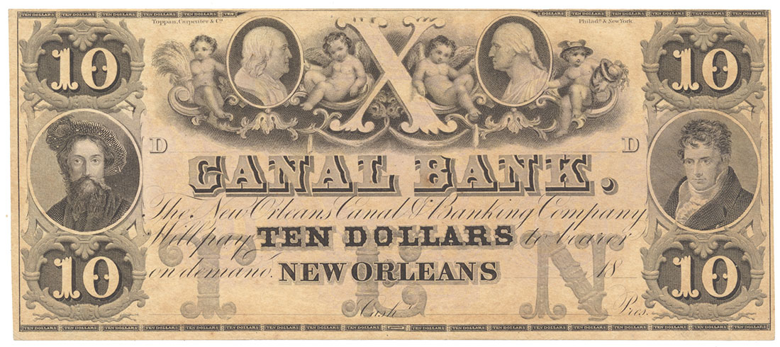 CANAL BANK, NEW ORLEANS, $10 BILL
