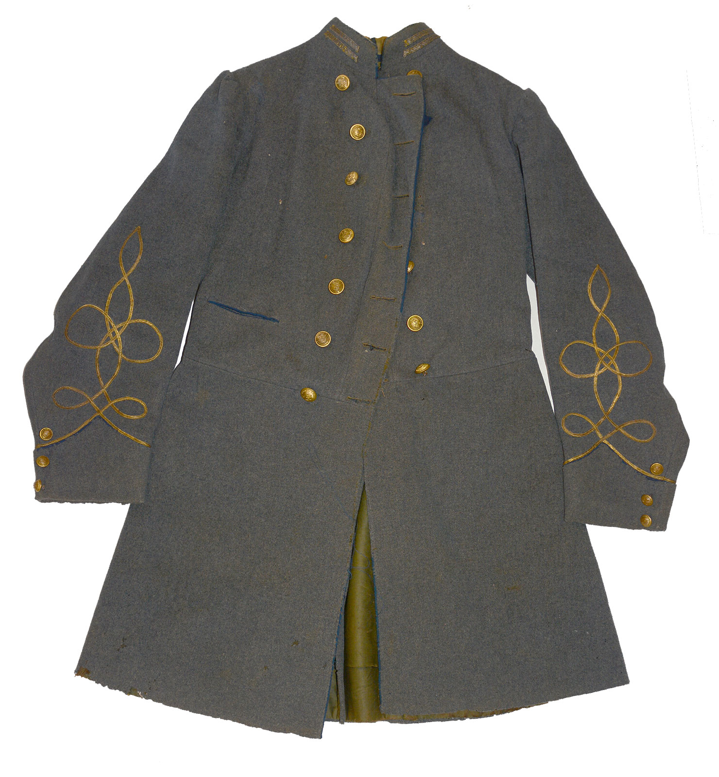 IDENTIFIED CONFEDERATE OFFICER'S FROCK COAT WITH EXTRAORDINARILY RARE BUTTONS