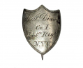 SILVER SHIELD-SHAPED ID BADGE – 144TH NEW YORK