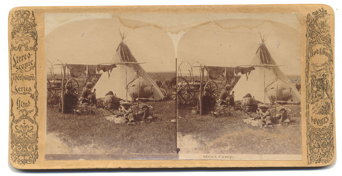RARE STEREOVIEW CARD – SIOUX CAMP