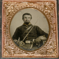 SIXTH PLATE TINTYPE OF AN ARMED UNION CAVALRYMAN