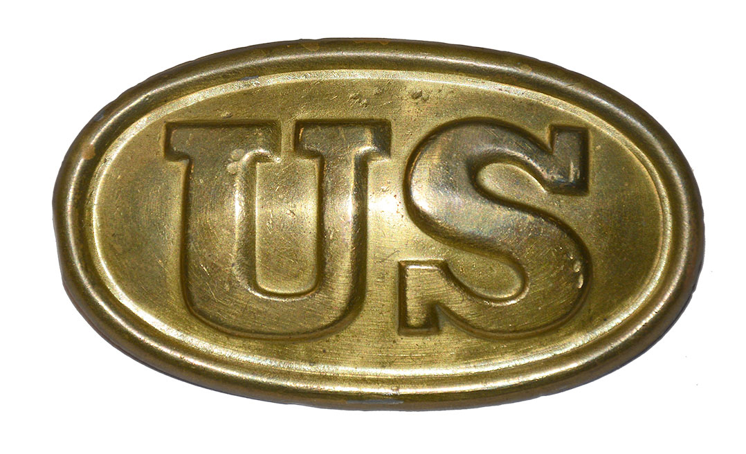 SCARCE SMALL SIZE OVAL US CARTRIDGE BOX PLATE STAMPED “W.H. SMITH / BROOKLYN”