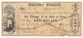 STATE OF TEXAS $1 TREASURY WARRANT, 1862