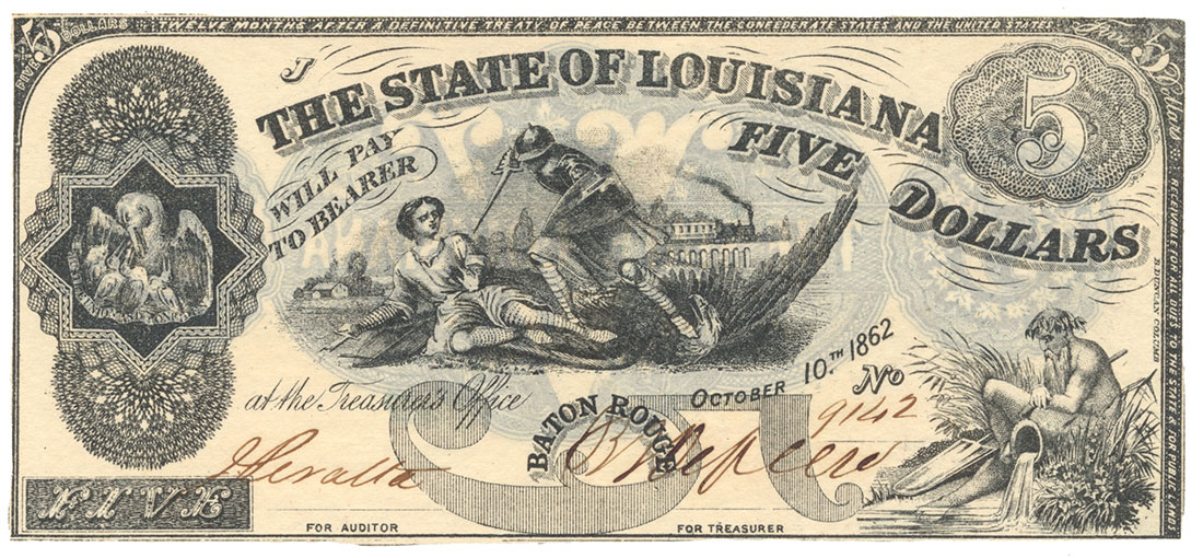 BATON ROUGE, LOUISIANA 1862 $5 NOTE