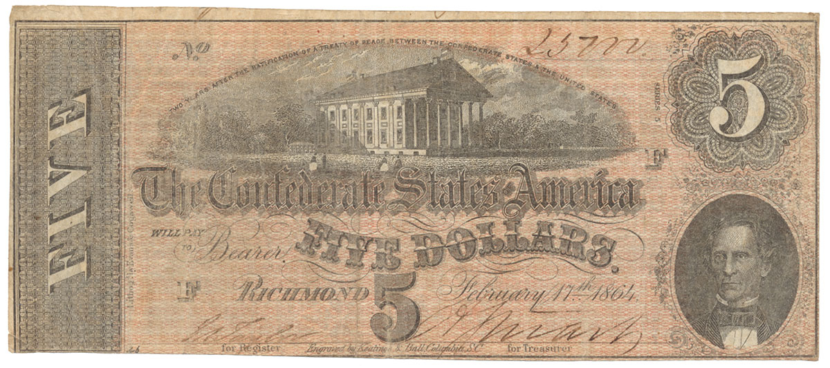 CSA 1864 $5 (T-69) NOTE