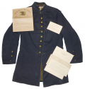 18th CONNECTICUT IDENTIFIED ENLISTED INFANTRYMAN’S FROCK COAT WITH DISCHARGE, PENSION PAPERS, ETC. 
