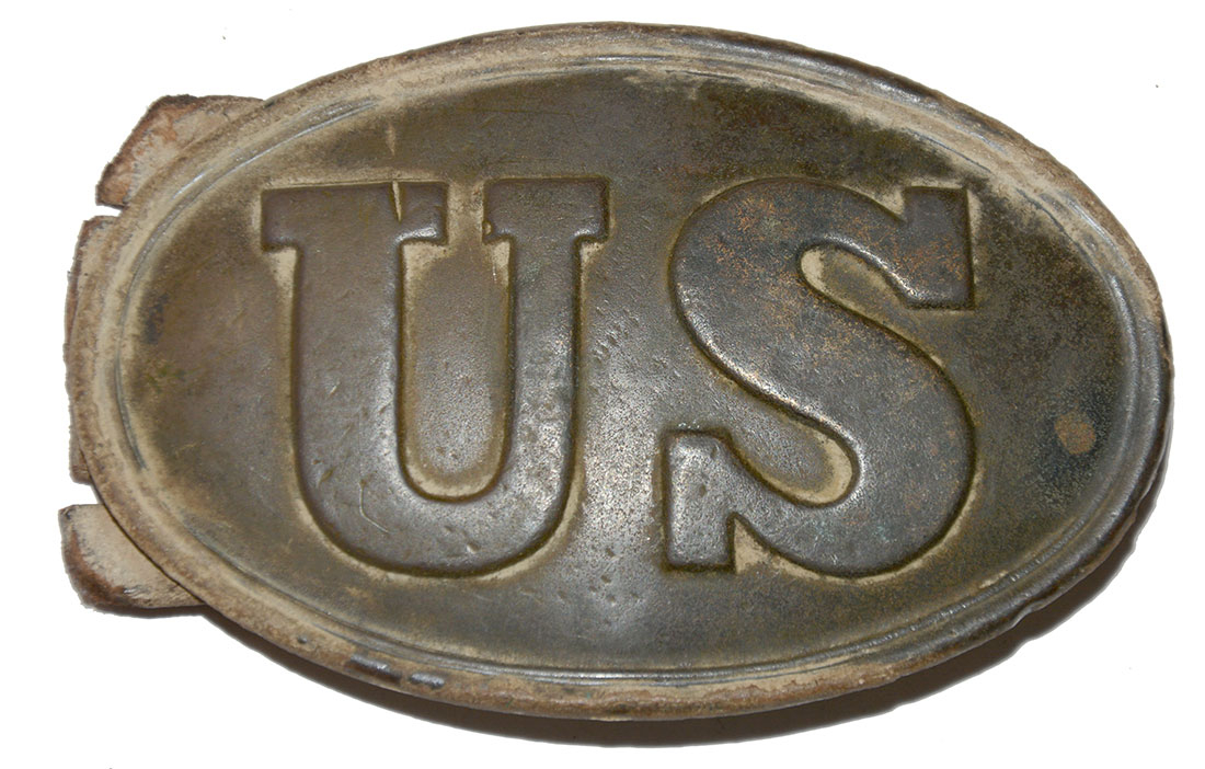 OVAL US WAIST BELT PLATE FROM THE CORNFIELD AT ANTIETAM WITH REMNANTS OF THE BELT