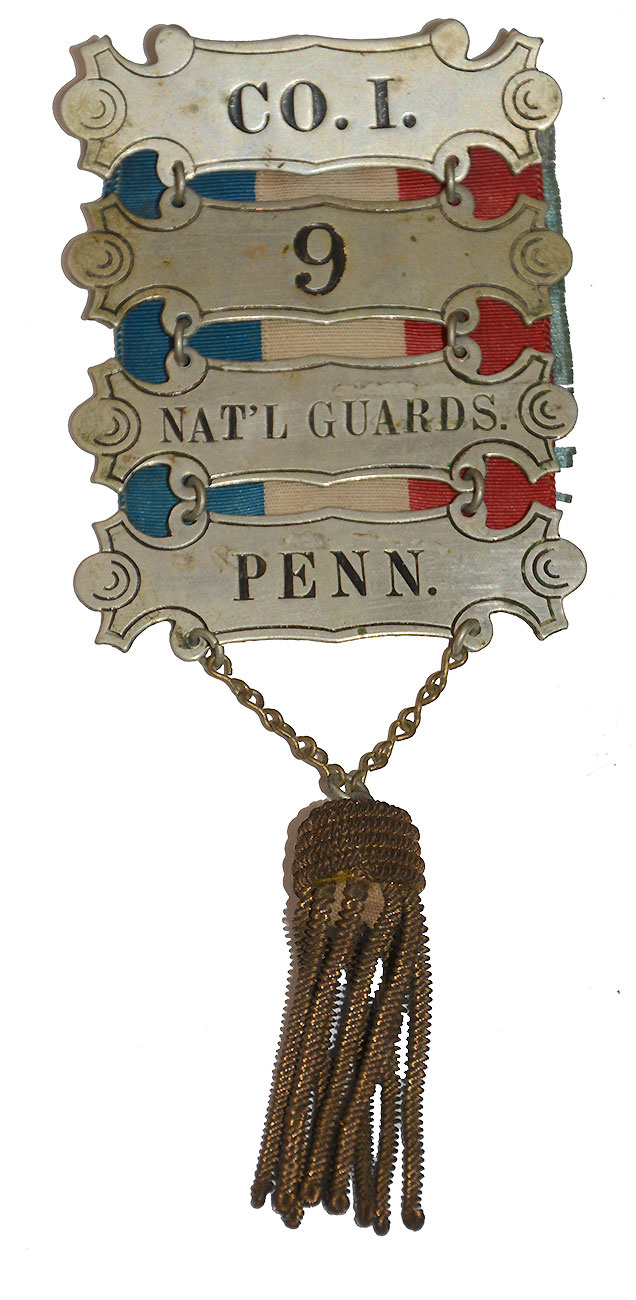 CIVIL WAR VETERAN’S “LADDER BADGE” 9TH PA. NATIONAL GUARDS