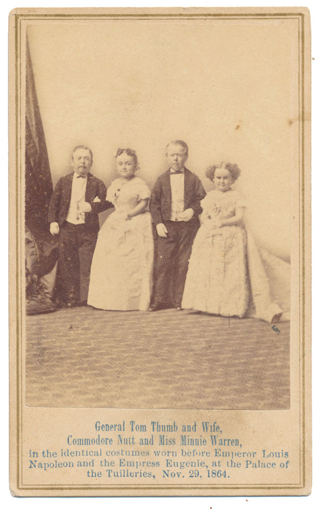 CDV OF GENERAL “TOM THUMB”, HIS WIFE, COMMODORE NUTT, AND MINNIE WARREN