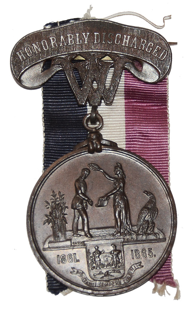 SCARCE WV (US) HONORABLE DISCHARGE MEDAL – GEORGE FRADD - 1st WV, BATTERY E