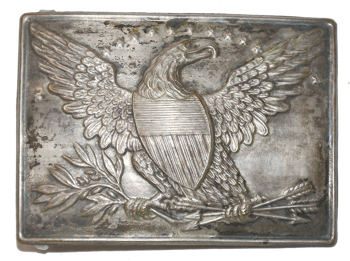 RARE CA. 1825 SILVER PLATED, “EAGLE” MILITIA BELT PLATE