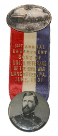 SONS OF UNION VETERANS BADGE – LANCASTER, PA, 1931 – REYNOLDS PORTRAIT PIN