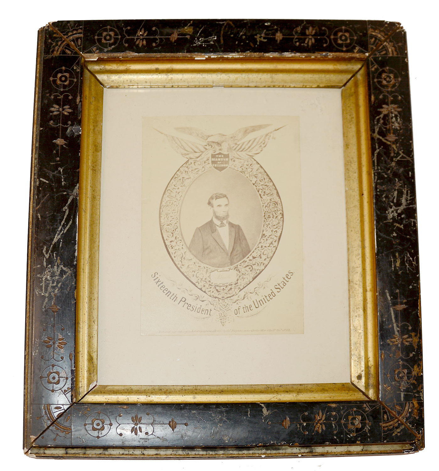 FRAMED MEMORIAL ALBUMEN PHOTO OF LINCOLN