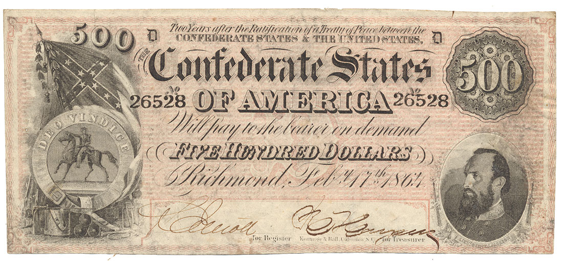 T-64 CONFEDERATE 1864 $500 BILL
