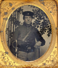 1/6 AMBROTYPE PHOTO – OLIVER PUTNAM, 3rd MASS. CAV. WITH HANDWRITTEN DESCRIPTION