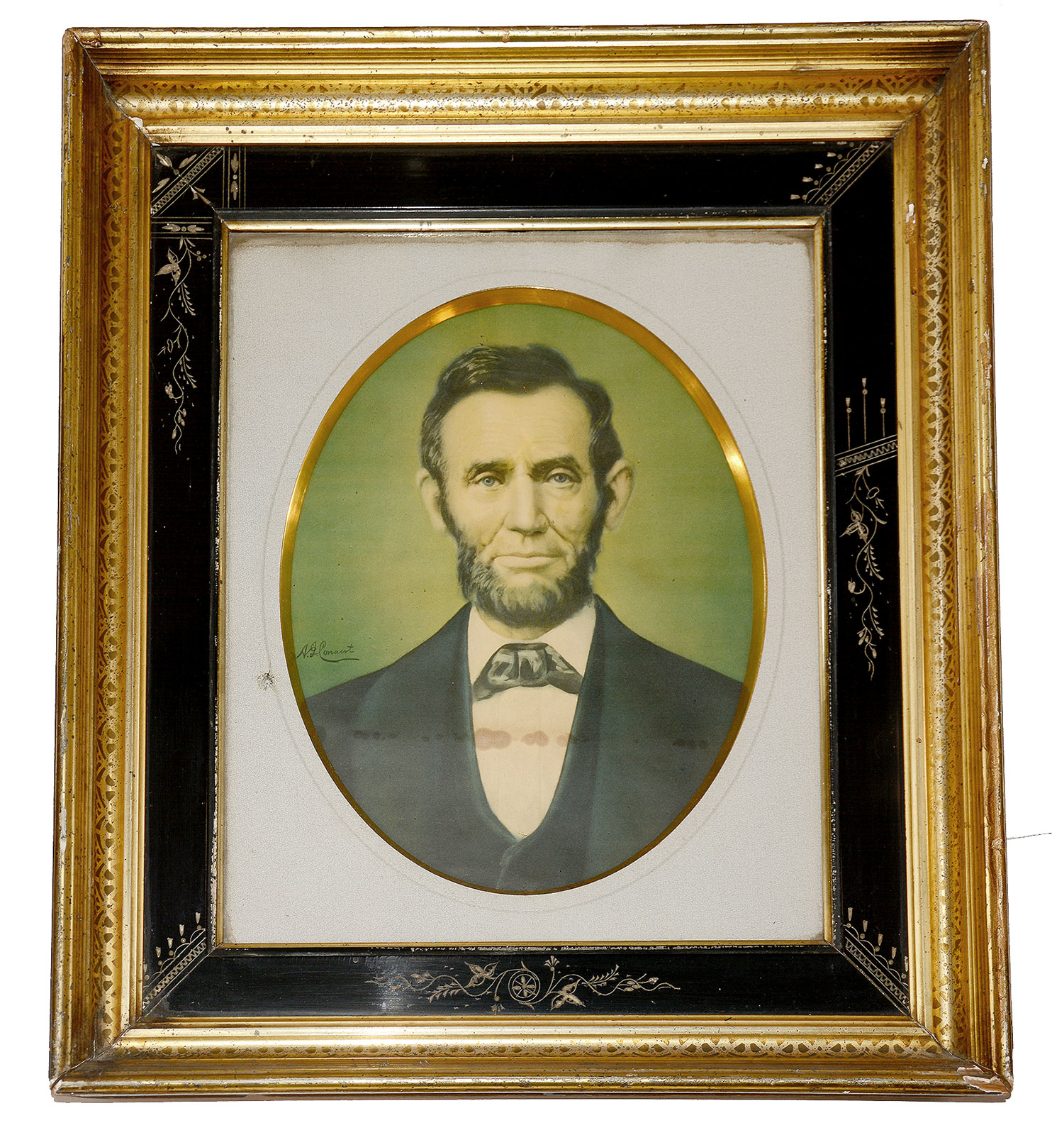 ABRAHAM LINCOLN COLOR LITHOGRAPH - IN PERIOD FRAME