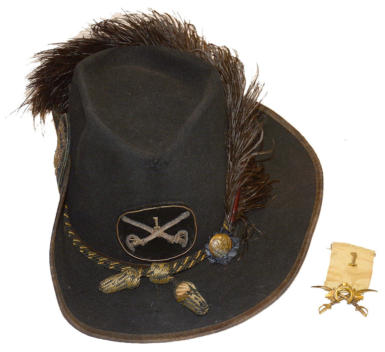 A SUPERB, IDENTIFIED, MODEL 1858 CAVALRY OFFICER'S HAT – JOHN MARTIN, 1ST MASSACHUSETTS CAVALRY