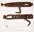 TWO LARGE IRON LATCHES MICHAEL FISCEL BARN, 5TH CORPS HOSPITAL, GETTYSBURG – GREG COCO COLLECTION