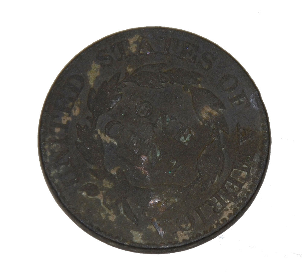 LADY LIBERTY PENNY, DATED 1828, RECOVERED FROM TROSTLE FARM, GETTYSBURG