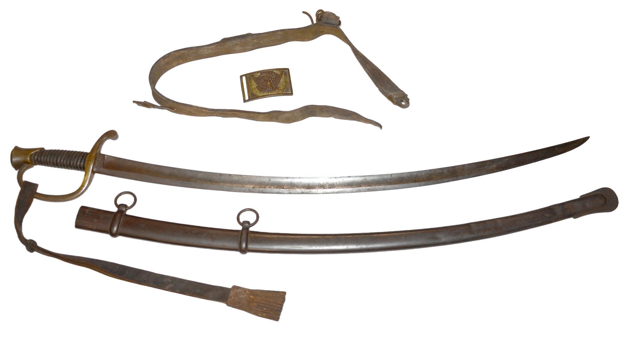 M1840 ARTILLERY SABRE BY ROBY WITH SCABBARD, BELT, AND ALLEGHENY ARSENAL PLATE
