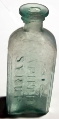 EMBOSSED AQUA GLASS BOTTLE 