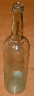 CIRCA 1830 – 1860 AQUA MOLD BLOWN WHISKEY BOTTLE