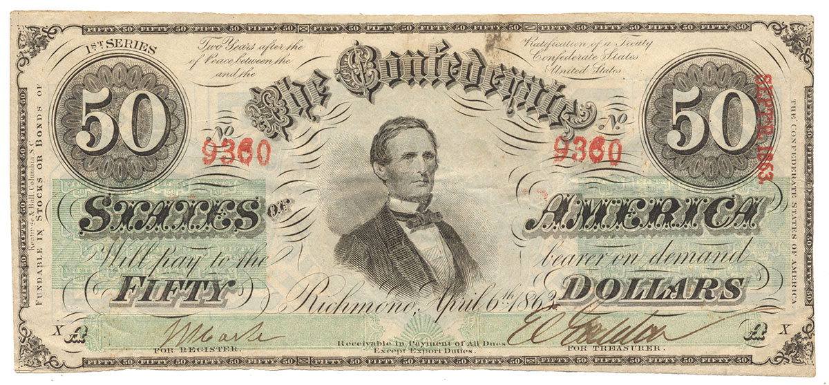T-57 CONFEDERATE 1863 $50 BILL