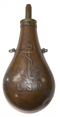 U.S. NAVY “FOULED ANCHOR” POWDER FLASK BY ADAMS, DATED 1848