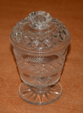CIRCA 1820-1840 CUT GLASS SWEETMEAT JAR / SUGAR BOWL