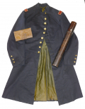 ARTILLERY 2nd LIEUTENANT’S FROCK COAT, COMMISSION TIN, AND BILLFOLD OF LT. A. T. MCMILLAN (MACMILLAN) BATTERY C 1st RHODE ISLAND LIGHT ARTILLERY 