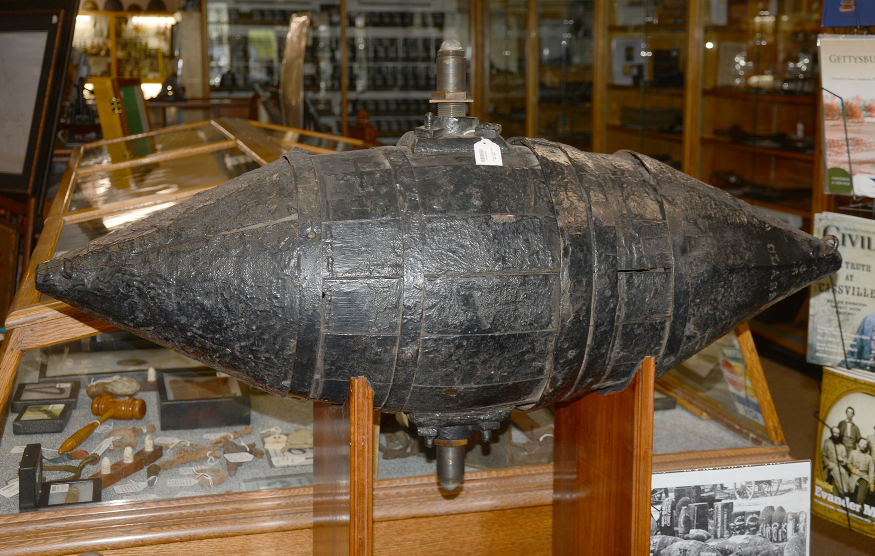 EXTRAORDINARILY RARE AND IMPORTANT CONFEDERATE RAINS BARREL TORPEDO - 1 OF 2 KNOWN - FROM THE TEXAS MUSEUM