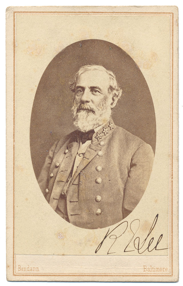 VERY FINE SIGNED CDV PHOTOGRAPH OF R.E. LEE BY BENDANN BROTHERS, BALTIMORE