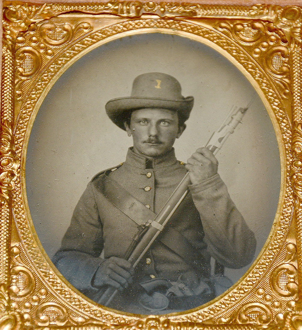 SIXTH PLATE TINTYPE – US STATE VOLUNTEER OR MILITIA SOLDIER