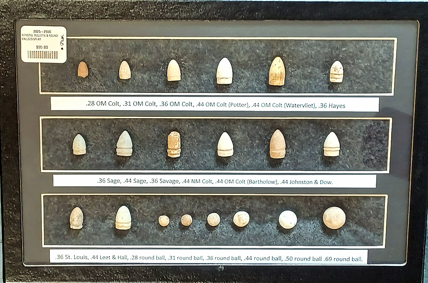 CIVIL WAR PISTOL BULLET DISPLAY