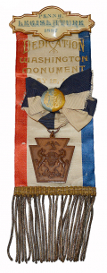 VERY RARE DEDICATION RIBBON BADGE – PHILADELPHIA WASHINGTON MONUMENT, 1897