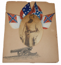 ID’D CONFEDERATE OFFICER ALBUMEN PHOTO IN PAINTED CS PATRIOTIC MAT