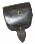 CIVIL WAR PERCUSSION CAP POUCH WITH BRASS LETTER “K” ON FLAP