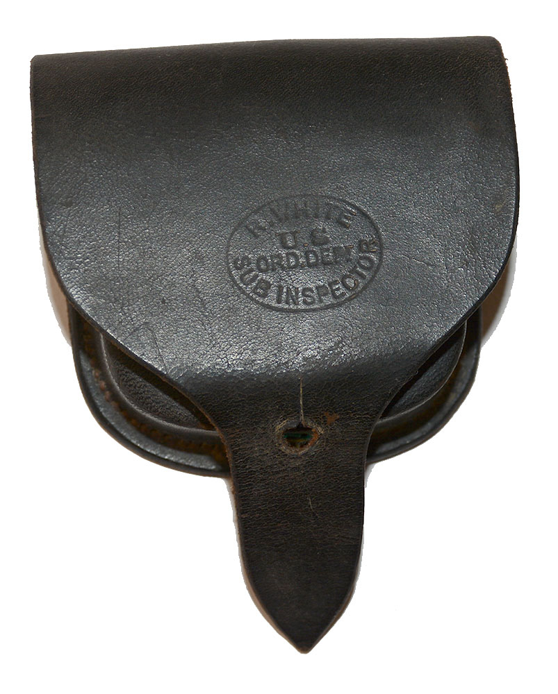 MAKER MARKED AND U.S. INSPECTED CIVIL WAR PERCUSSION CAP BOX WITH FLEECE AND VENT PICK